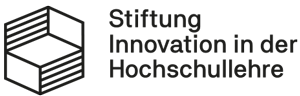 Logo der Stiftung Innovation in der Hochschullehre: Links neben dem Namen eine eckige geometrische Form.