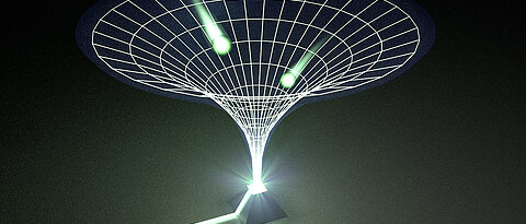 The figure shows how light is caught through the light funnel (Graphic: University Rostock / Alexander Szameit). 