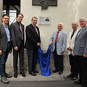 Gruppenfoto mit Christian Pfeiffer, Marcus Holtz, Alfred Forchel, August Heidland, Horst Brunner, Walter Eyckmann