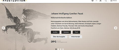 Homepage of the digital web-based Faust edition. (Picture: faustedition.net)