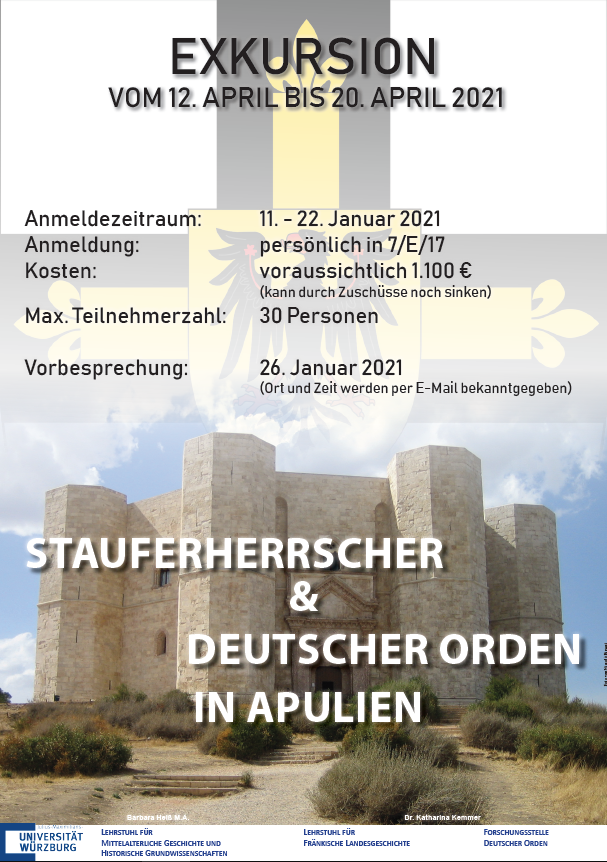 Das Bild zeigt das Werbeplakat für die Exkursion nach Apulien, die 2021 stattfand.