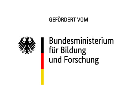 Logo des BMBF mit dem Zusatz gefördert vom