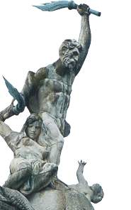 Dieses Bildmotiv möchte die Graduiertenschule für die Geisteswissenschaften für sich etablieren: Prometheus, Figur auf dem Dach der Universität am Sanderring. Foto: Graduiertenschule für die Geisteswissenschaften