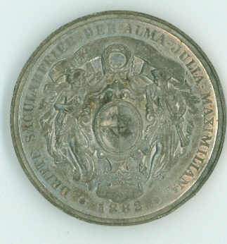 Medaille zur dritten Säkularfeier 1882, Zinn Durchmesser 3,7 cm, Tiefe 0, 3 cm, 1882, Johann Adam Ries, UaWü