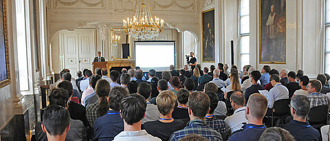 Kick-off meeting of the Cluster of Excellence ct.qmat in the Fürstensaal of the Würzburg Residenz.