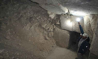 Mohamed Khaled leads the excavations at the pyramid of Sahura.