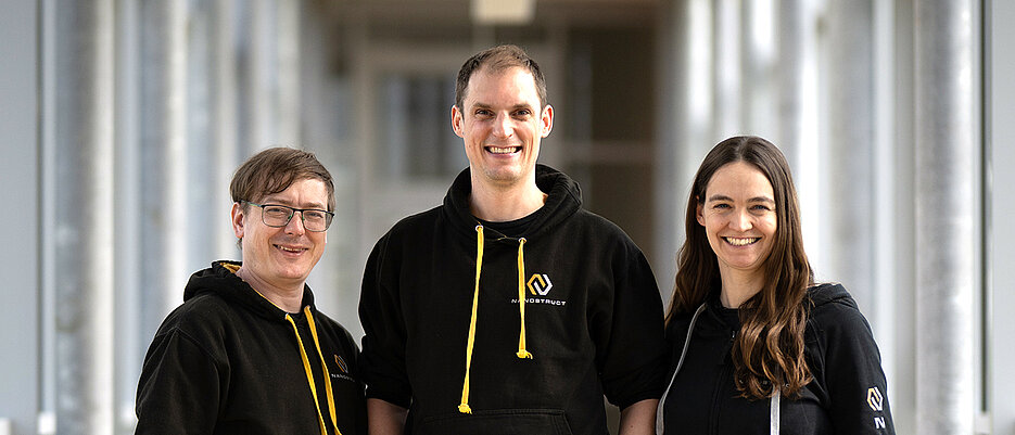 Das Team des Start-ups NanoStruct (von links): Enno Schatz, Kai Leibfried und Henriette Maaß.