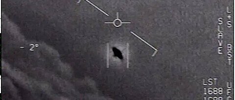 This image is from a US Navy infrared video clip and shows an unidentified flying object.