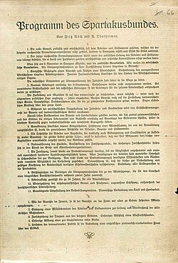 Manifesto of the Spartacus League 1918