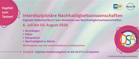 Teaser-Kachel zum digitalen Selbstlernkurs "interdisziplinäre Nachhaltigkeitswissenschaften"