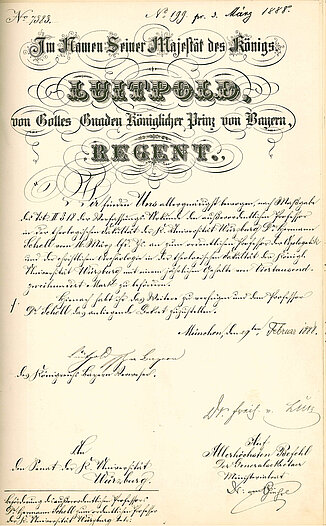 Certificate: Promotion of Herman Schell to an ordinary Professor 1888