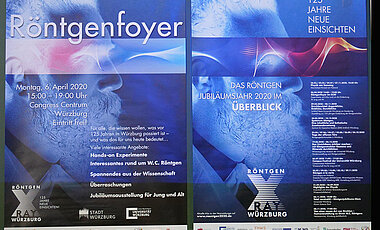 Werbeplakate für Veranstaltungen im Röntgenjahr 2020.