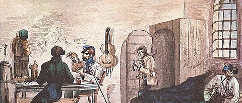 Aquarellzeichnung des Universitätskarzers von 1828.