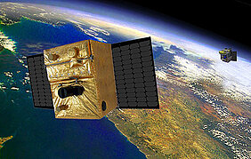 Als Feuerpolizei im Orbit: Das Satelliten-Duo BIROS und TET-1. (Grafik: DLR)