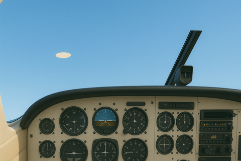 KI Generiertes Bild eines UAPs aus dem Cockpit aufgenommen.