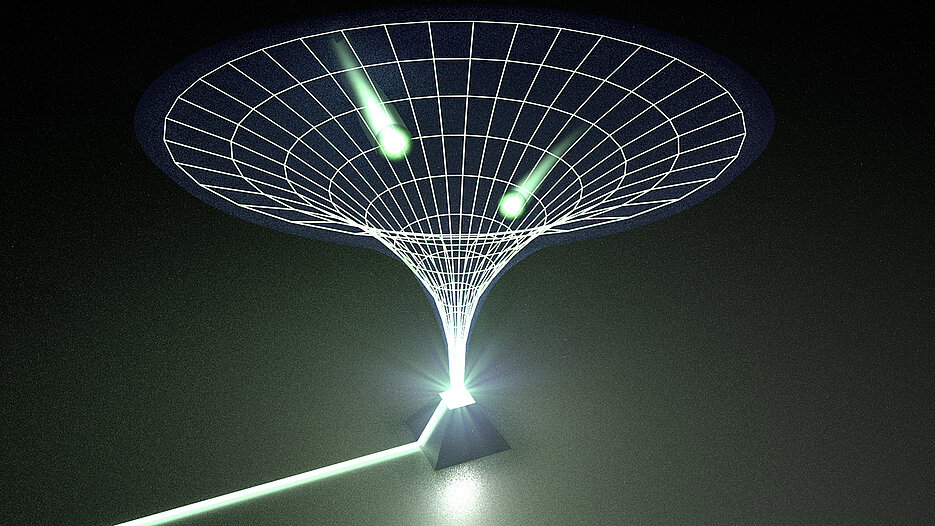 The figure shows how light is caught through the light funnel (Graphic: University Rostock / Alexander Szameit). 