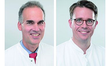 Martin Fassnacht (links) und Timo Deutschbein vom Uniklinikum Würzburg leiten die multizentrische Studie NAPACA, die bei 3656 StudienteilnehmerInnen die Auswirkungen einer Kortisolaussschüttung von gutartigen Nebennierentumoren untersucht.