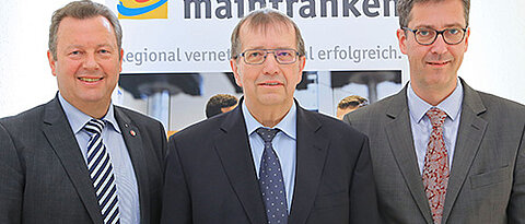 Die Sprecher des Fachforums Kooperation Wissenschaft & Wirtschaft (v.l.): IHK-Vizepräsident Dieter Pfister, Unipräsident Alfred Forchel und Oberbürgermeister Christian Schuchardt. (Foto: Rudi Merkl)