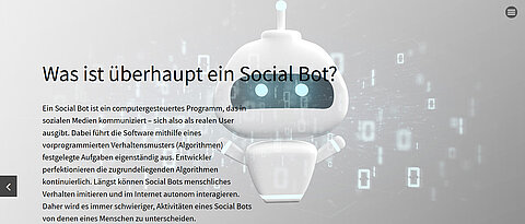 Eine Form der Künstlichen Intelligenz sind Social Bots - Programme, die in Sozialen Medien wie Menschen agieren.