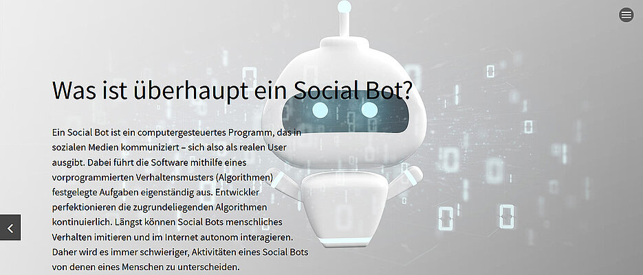 Eine Form der Künstlichen Intelligenz sind Social Bots - Programme, die in Sozialen Medien wie Menschen agieren.