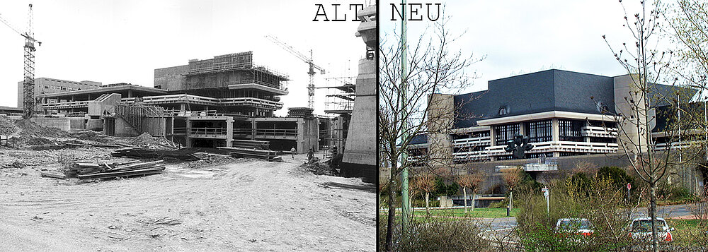 Comparison between the old and new university library.