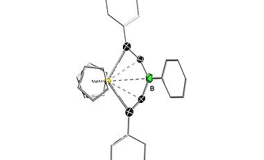 Vereinfachtes Molekülmodell eines Bisalkinylborans