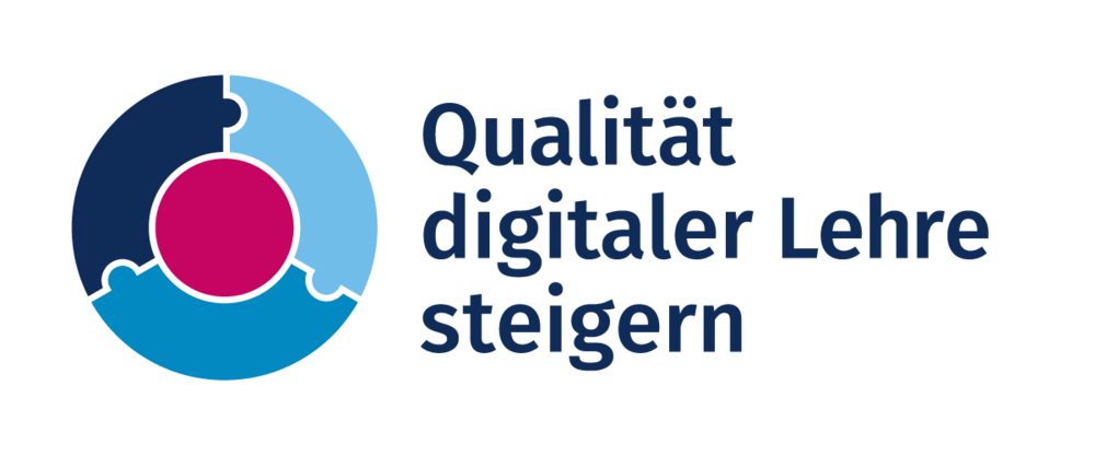 QUADIS Logo mit Text "Qualität digitaler Lehre steigern"