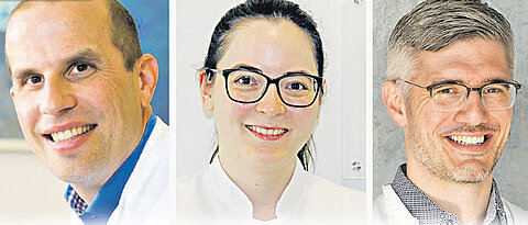 Dr. Marc Schmalzing, Dr. Eva Christina Schwaneck und Dr. Ottar Gadeholt. (Fotos: Uniklinikum Würzburg)