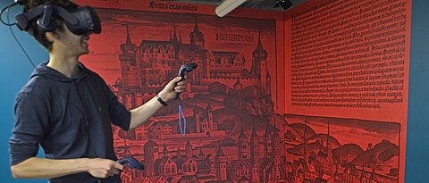 Teil der Jubiläumsausstellung: Beim Virtual-Reality-Game „Barlock“ konnte man in das Würzburg des Mittelalters eintauchen.