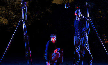 James Foster and Marie Dacke performing orientation experiments at a dark-sky site in rural Limpopo.