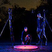 James Foster and Marie Dacke performing orientation experiments at a dark-sky site in rural Limpopo.