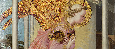 Gemälde: Verkündigungsengel aus der Nachfolge des Florentiner Malers Fra Angelico, erste Hälfte 15. Jahrhundert. (Bild: Martin-von-Wagner-Museum)