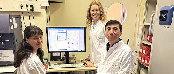 Anna Broderörp (left), Martina Prelog and Giovanni Amanzar were responsible for the study in Würzburg.