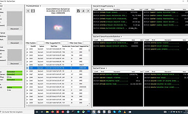 Hinter SkyCAM-5 steht eine komplexe Software-Architektur. Hier der Client mit den Reports über die Beobachtungen und deren Klassifizierung.