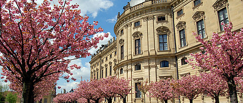 Die Residenz in Würzburg, vom Hofgarten aus fotografiert. Foto: Robert Emmerich, 2006