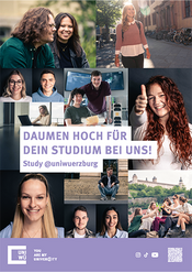 Anzeigenmotiv Abiturzeitung "Daumen hoch für Dein Studium bei uns!" im Hochformat