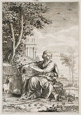 The Pudicitia ("modesty"), an early engraving of Matthäus Greuter from the Strasbourg period