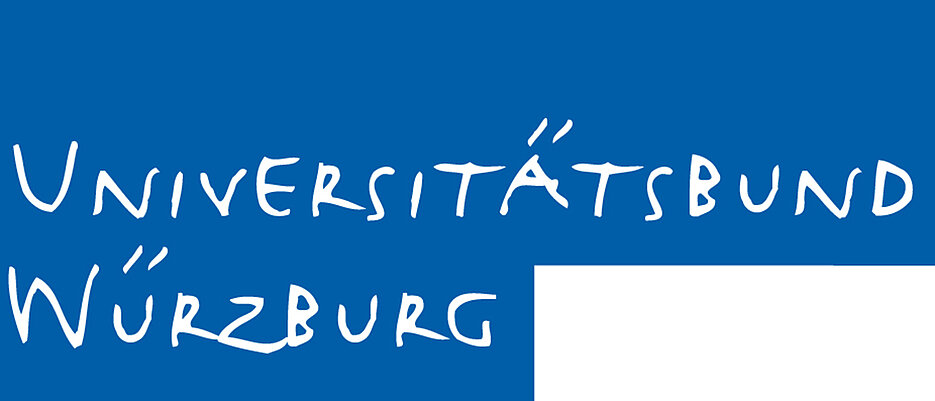 Logo mit dem Schriftzug weiß auf blau des Universitätsbundes Würzburg