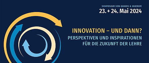 Bewerbung des Symposium von Quadis und WueDive mit dem Titel "Innovation-und dann?", für den 23 und 24 Mai 2024.