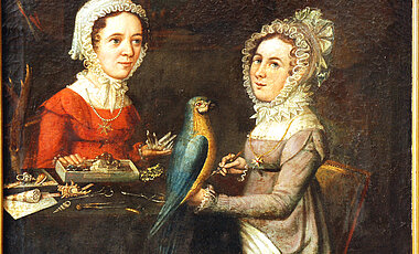 Doppelporträt von Barbara (rechts) und Katharina Thein, gemalt von Carl Fesel 1822. 