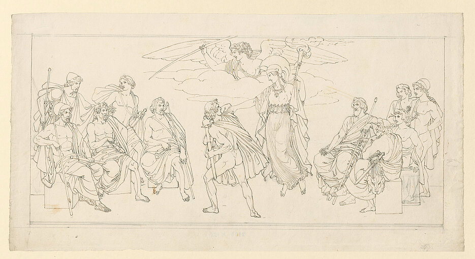 Der Zorn Achills in einer von zahllosen Zeichnungen Martin von Wagners zu dieser Szene, vermutlich aus den 1830er/40er-Jahren. 