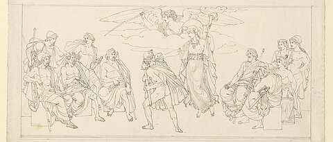 Der Zorn Achills in einer von zahllosen Zeichnungen Martin von Wagners zu dieser Szene, vermutlich aus den 1830er/40er-Jahren. 
