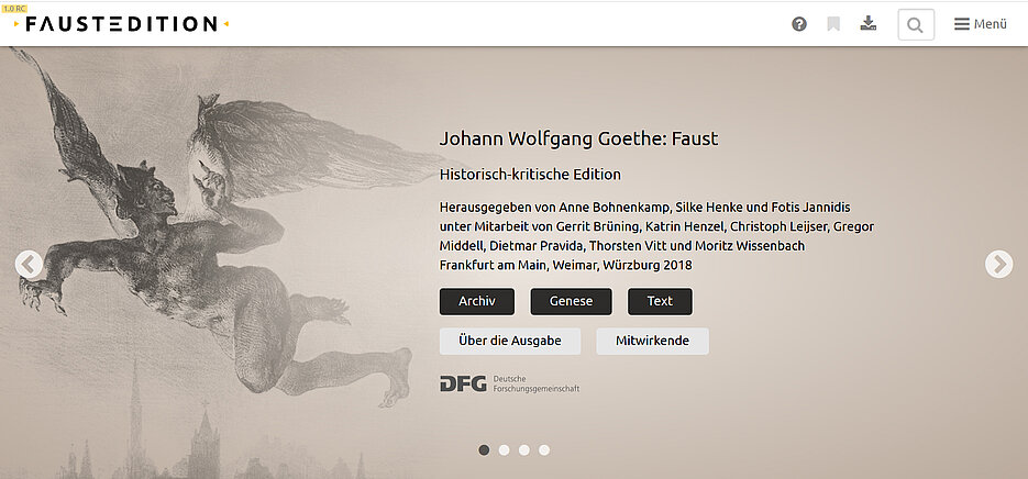 Homepage of the digital web-based Faust edition. (Picture: faustedition.net)