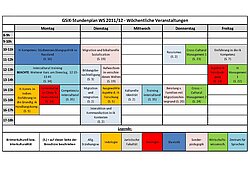 Die wöchentlichen Seminare als Stundenplan: Klicken zum Download (sowohl wöchentliche als auch Block und Einzelveranstaltungen). Aktualisierte Version: 14.10.11.