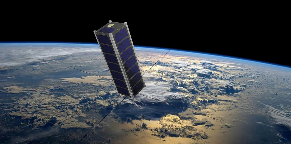 This is what it could look like once the small satellite INNOcube is in orbit. (Picture: Chair of Computer Science VIII / University of Würzburg)