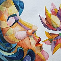 Symbolbild: gemalte Frau mit Blume