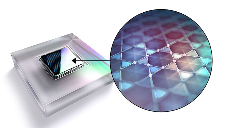 Quantum chip with basketweave pattern.