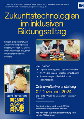 Poster zur Veranstaltung „Zukunftstechnologien im inklusiven Bildungsalltag“ am 02.12.