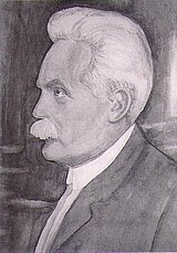 Ein Aquarell Willy Wiens, gemalt nach seinem Tode von seiner Frau Luise. Foto: Privatarchiv Waltraut Wien. Quelle: Otremba, Heinz: Dr. Wilhelm Wien (1864-1928). Physiker und Nobelpreisträger. Würzburg 1996, S. 53.