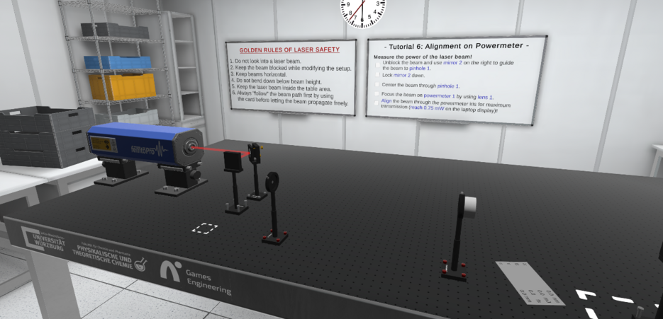 Automated tutorials: The right whiteboard contains step-by-step instructions whose fulfillment is automatically detected (Photo: Stefan Müller / University of Würzburg).